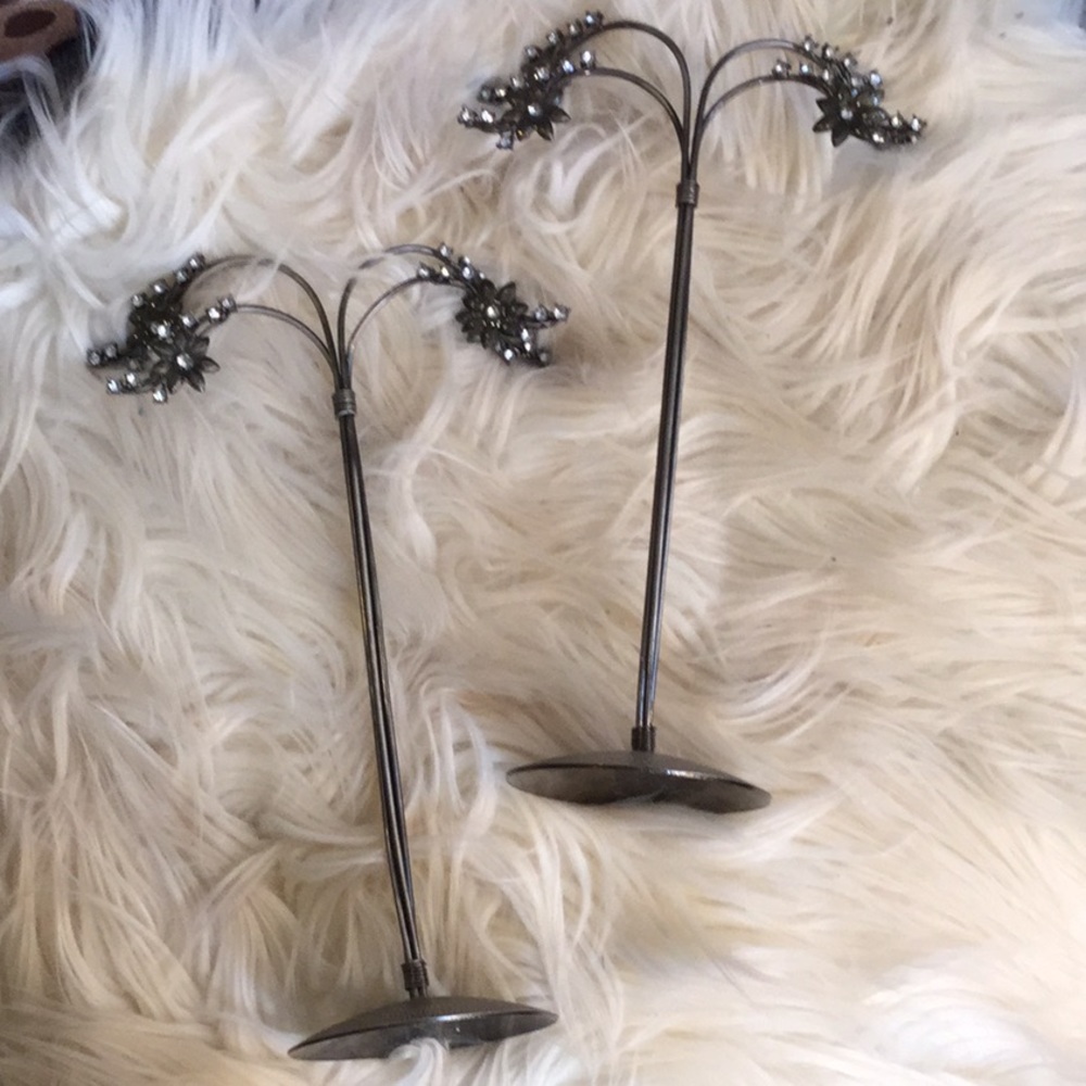 2 Silver Jewelry Tree Stands/Holders
